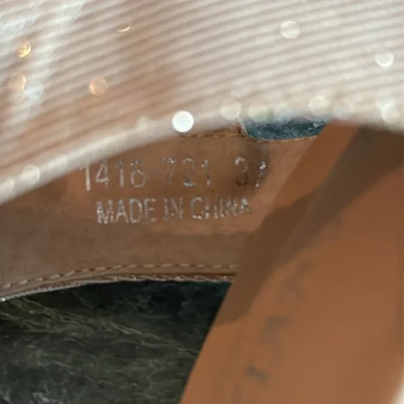 XIANGLV Women’s SZ 6 Sparkly Pale Pink Braided Stretch Strap Wedge Heel Sandals - Picture 7 of 12